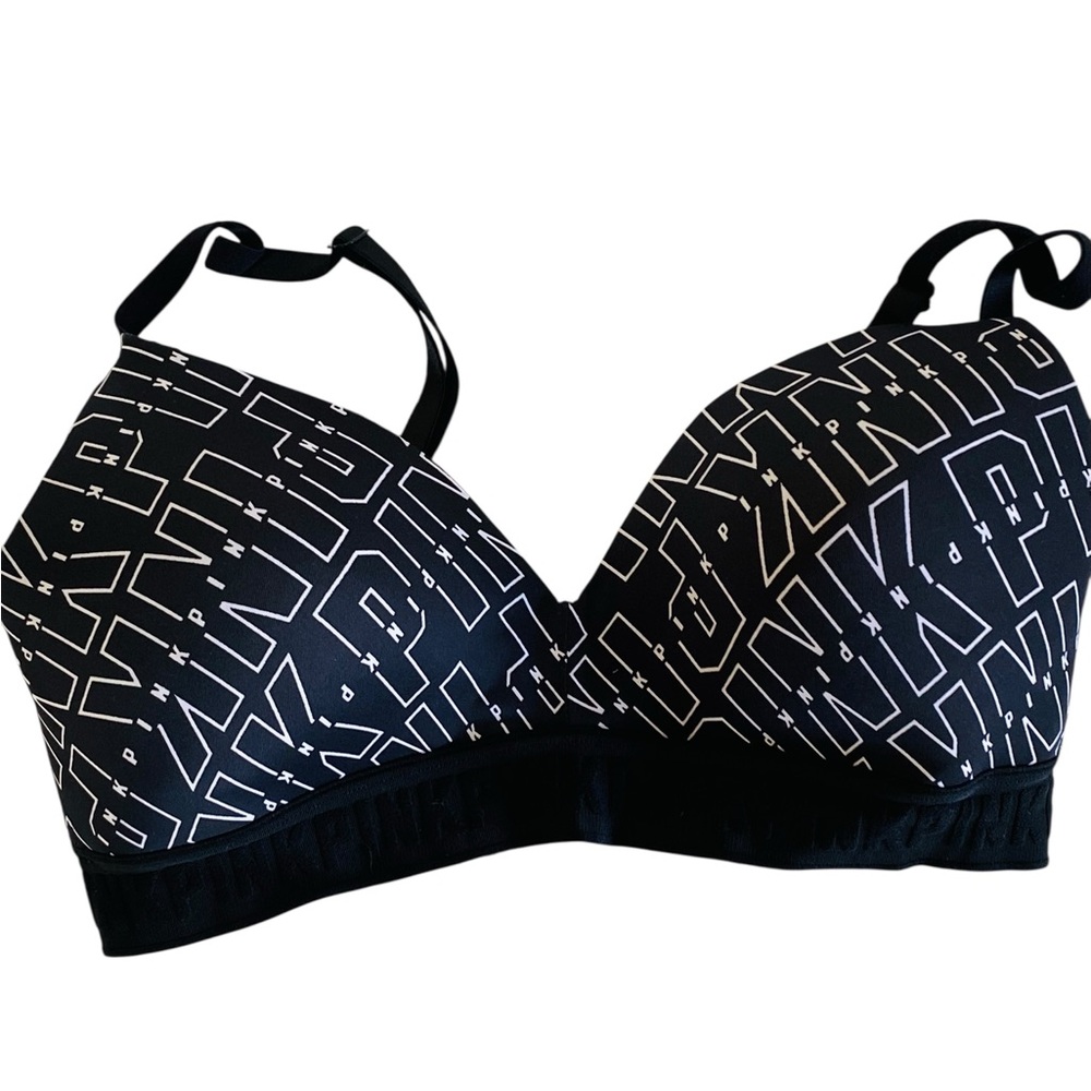 Victoria's Secret Black Bra White Pink Size 36C